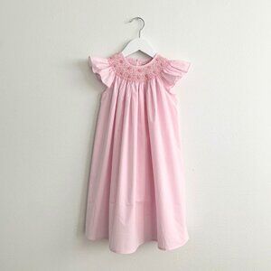 NWT Pretty in Pink Girls Embroidered Smocked Bishop Dress Rosettes & Pearls 9M